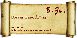 Borna Zsadány névjegykártya